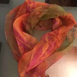 Green gold pink small scarf